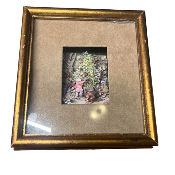 Vintage Shadow Box Frame 3D Art The Christmas Tree Susan Anderson - Picture 1 of 5